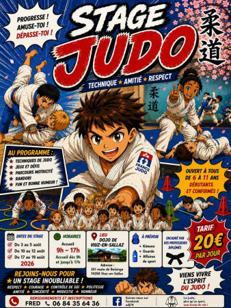 STAGE JUDO - ETE 2026 - 6 à 11ans - Du 03.08 au 19.08.2026