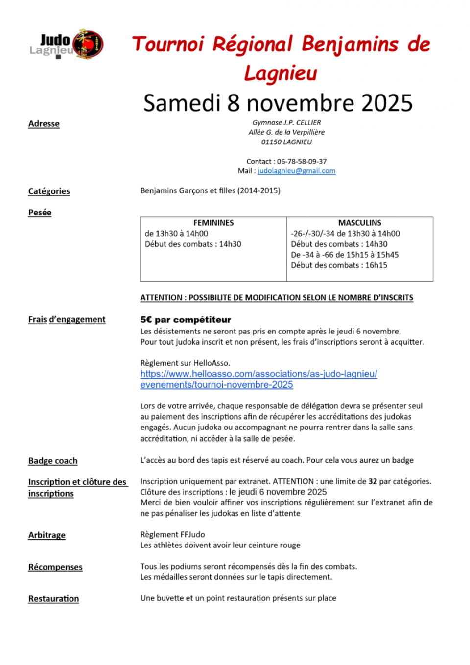 TOURNOI Régional Benjamin de Lagnieu